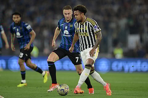 Juventus' and Atalanta players in action during Italian Cup final